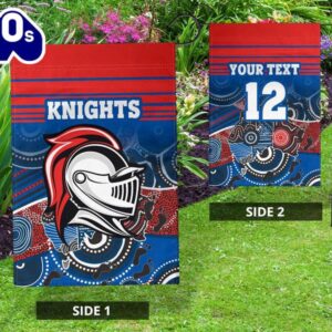 NRL Newcastle Knights Custom Name Number Aboriginal Horizontal Style House Flag