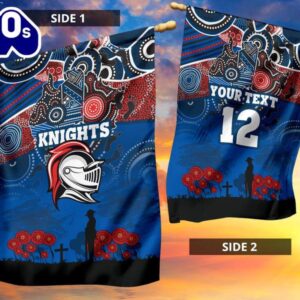 NRL Newcastle Knights Custom Name Number ANZAC Day House Flag