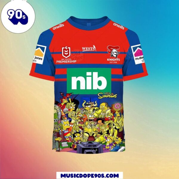 NRL Newcastle Knights Custom Name Number x The Simpsons Halloween Kids T-shirt