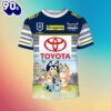 NRL North Queensland Cowboys Custom Name Number x Bluey Jersey Kids T-shirt