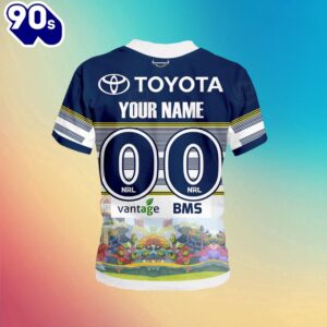 NRL North Queensland Cowboys Custom Name Number x Bluey Jersey Kids T-shirt