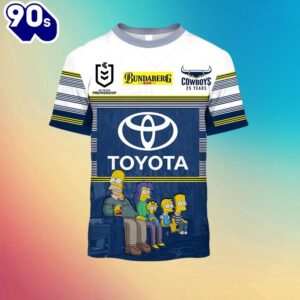 NRL North Queensland Cowboys Custom Name Number x The Simpsons Halloween Kids T-shirt