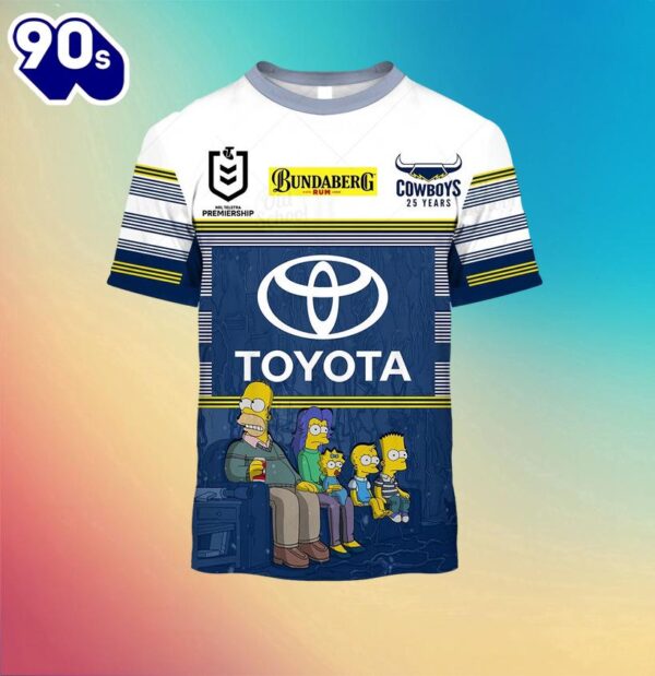 NRL North Queensland Cowboys Custom Name Number x The Simpsons Halloween Kids T-shirt