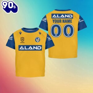 NRL Parramatta Eels Custom Name Number Away Jersey Kids T-shirt