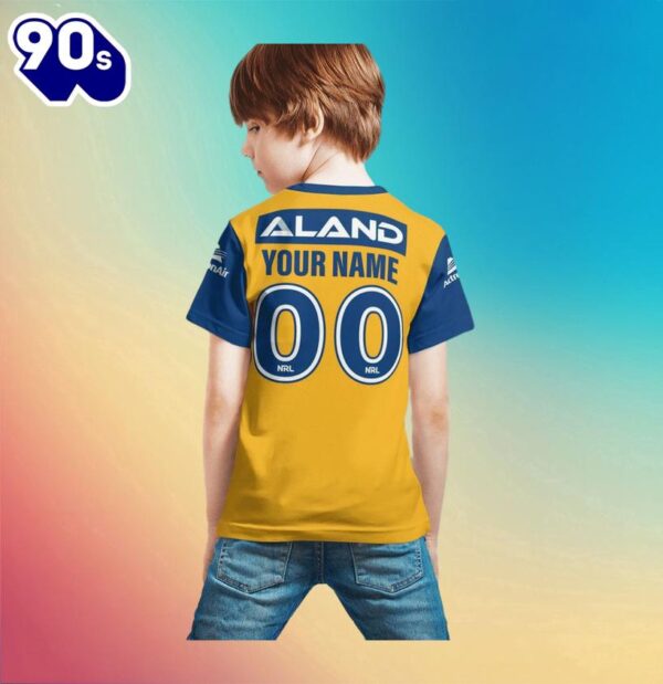 NRL Parramatta Eels Custom Name Number Away Jersey Kids T-shirt