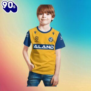 NRL Parramatta Eels Custom Name Number Away Jersey Kids T-shirt