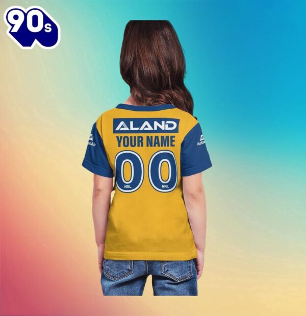 NRL Parramatta Eels Custom Name Number Away Jersey Kids T-shirt