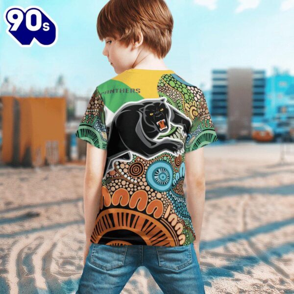 NRL Penrith Panthers Colors NAIDOC Patterns Kids T-shirt