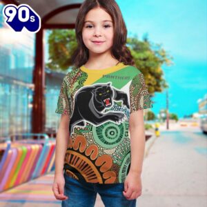 NRL Penrith Panthers Colors NAIDOC Patterns Kids T-shirt