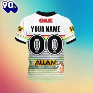 NRL Penrith Panthers Custom Name Number Bluey Jersey Kids T-shirt