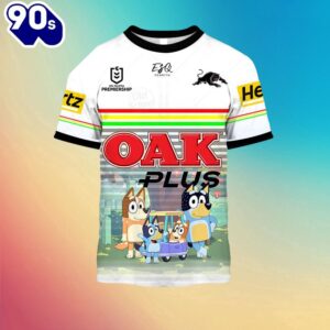 NRL Penrith Panthers Custom Name Number Bluey Jersey Kids T-shirt