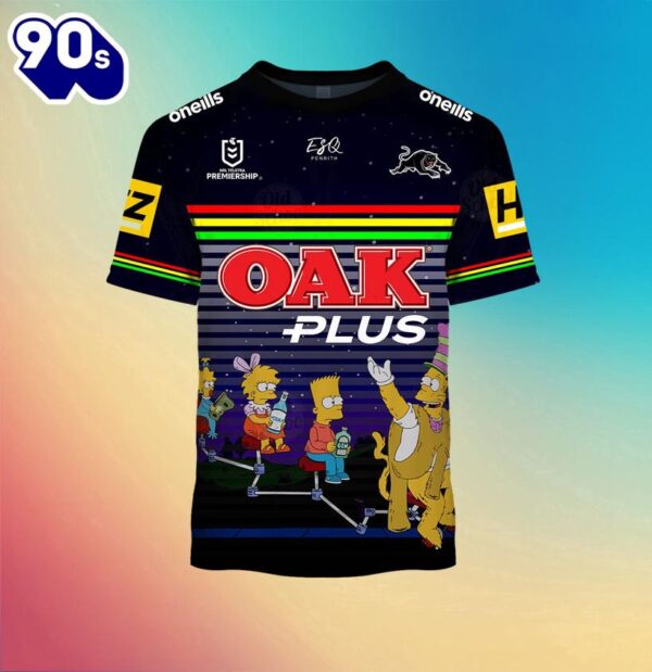 NRL Penrith Panthers Custom Name Number x The Simpsons Halloween Kids T-shirt