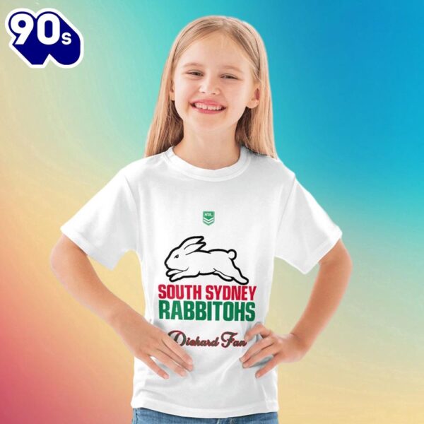 NRL South Sydney Rabbitohs Custom Name Number Diehard Fan Kids T-shirt