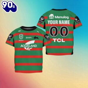 NRL South Sydney Rabbitohs Custom Name Number Home Jersey Kids T-shirt