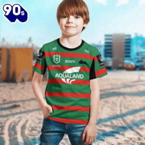 NRL South Sydney Rabbitohs Custom Name Number Home Jersey Kids T-shirt