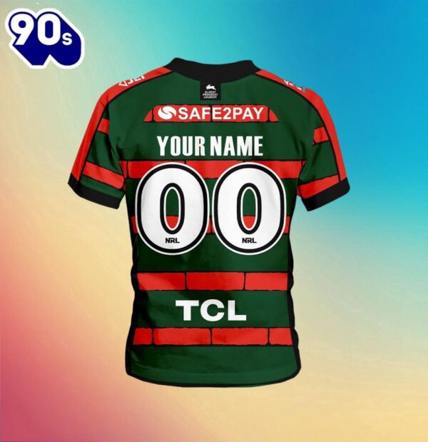 NRL South Sydney Rabbitohs Custom Name Number x Bluey Jersey Kids 3D T-Shirt