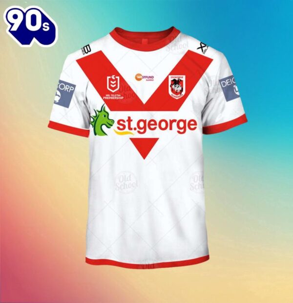 NRL St. George Illawarra Dragons Custom Name Number Home Jersey Kids T-shirt