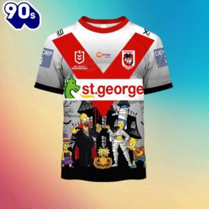 NRL St. George Illawarra Dragons Custom Name Number x The Simpsons Halloween Kids T-shirt