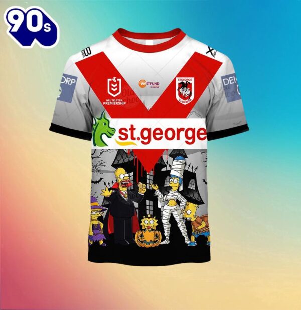 NRL St. George Illawarra Dragons Custom Name Number x The Simpsons Halloween Kids T-shirt