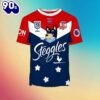 NRL Sydney Roosters Custom Name Number Bluey Jersey Kids T-shirt