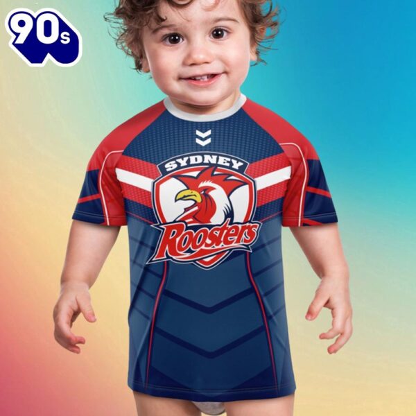 NRL Sydney Roosters Custom Name Number Kids T-shirt