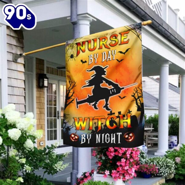 nurse by day witch by night halloween flag