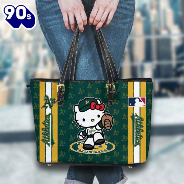 Oakland Athletics Mlb Kitty Women Leather Tote Bag