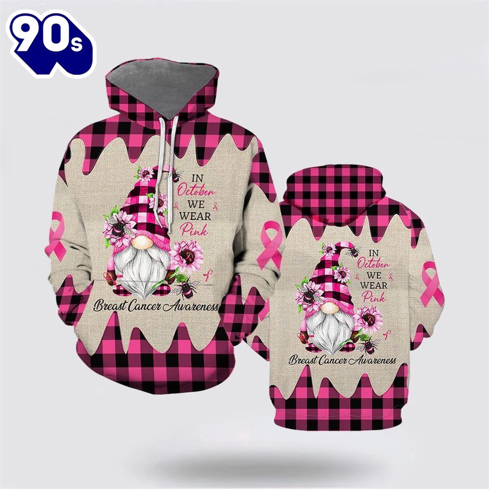 October I Wear Pink Gnome Breast Cancer All Over Print Hoodie October I Wear Pink Gnome Breast Cancer All Over Print Hoodie