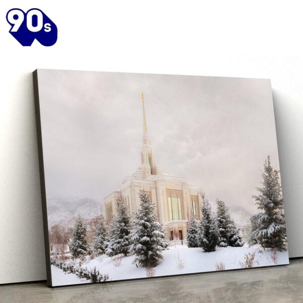 Ogden Temple Winter Clouds Canvas Wall Art Jesus Christ Picture Canvas Christian Wall Art  Gift Christmas
