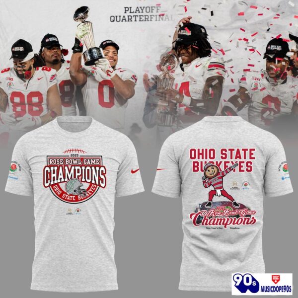 Ohio State Buckeyes Football NCAA Limited 2024 Rose Bowl Champions Grey TShirt, Long Pants, Cap