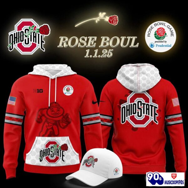 Ohio State Buckeyes Rose Bowl Game 2025 Red Hoodie, Cap