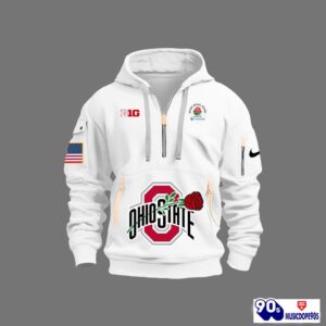 Ohio State Buckeyes Rose Bowl Game 2025 White Hoodie, Long Pants, Cap