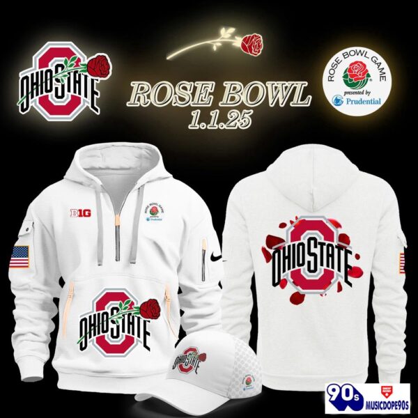 Ohio State Buckeyes Rose Bowl Game 2025 White Hoodie, Long Pants, Cap