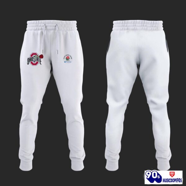 Ohio State Buckeyes Rose Bowl Game 2025 White Hoodie, Long Pants, Cap