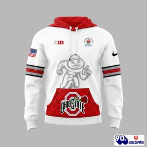 Ohio State Buckeyes Rose Bowl Game 2025 White Red Hoodie, Long Pants, Cap