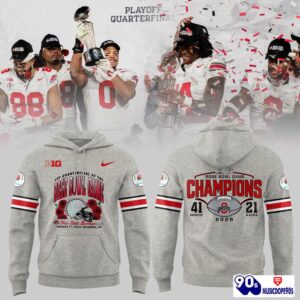 Ohio State Football Limited 2024 Rose Bowl Champions Grey Hoodie