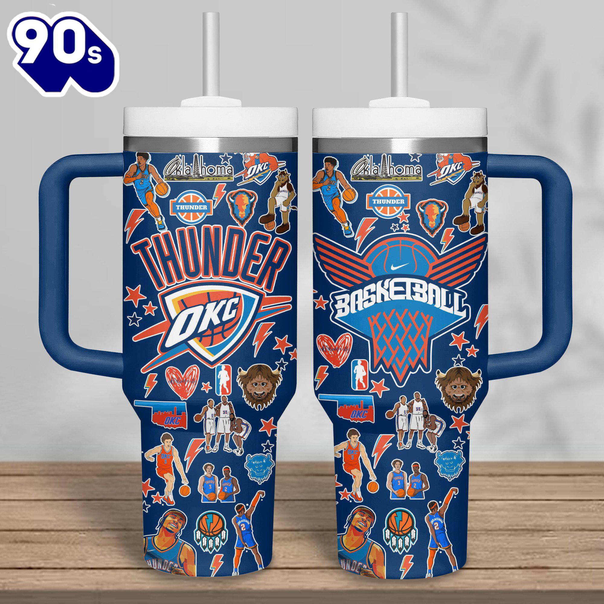 Oklahoma City Thunder NBA Custom Stanley Quencher 40oz Stainless Steel Oklahoma City Thunder NBA Custom Stanley Quencher 40oz Stainless Steel