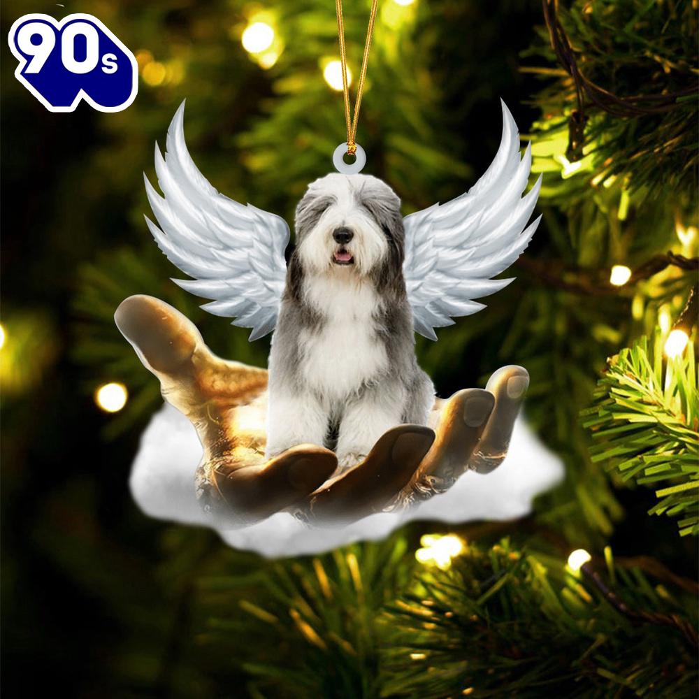 Old English Sheepdog On The Hands Of Jesus Ornament, Gift For Christmas Old English Sheepdog On The Hands Of Jesus Ornament, Gift For Christmas