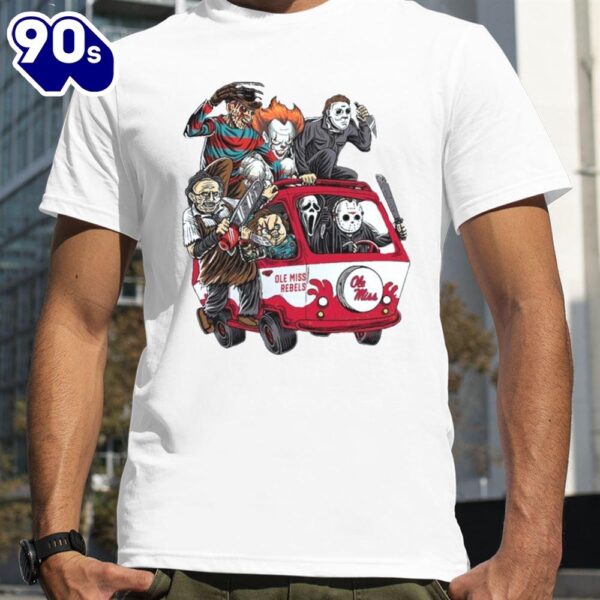Ole Miss Rebels Horror Movies Characters Bus Halloween 2024 T-Shirts