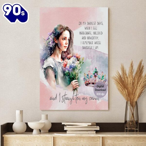 On My Darkest Days I Straighten My Crown Blue Christian Wall Jesus Christ Canvas   Gift Christmas