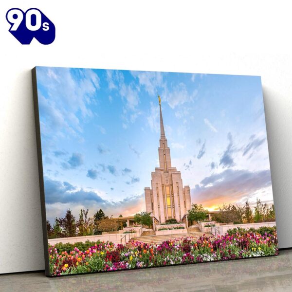 Oquirrh Mountain Temple Beauty Of Creation Canvas Wall Art Jesus Christ Picture Canvas  Gift Christmas