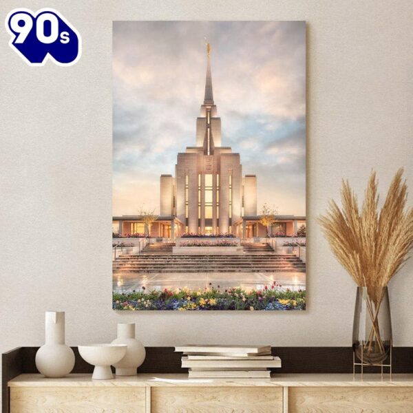 Oquirrh Mountain Temple Chrome Series Canvas Pictures Jesus Canvas Art   Gift Christmas