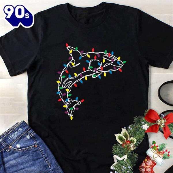 Orcas (Killer Whales) Christmas Lights Classic Unisex T-Shirt Gildan