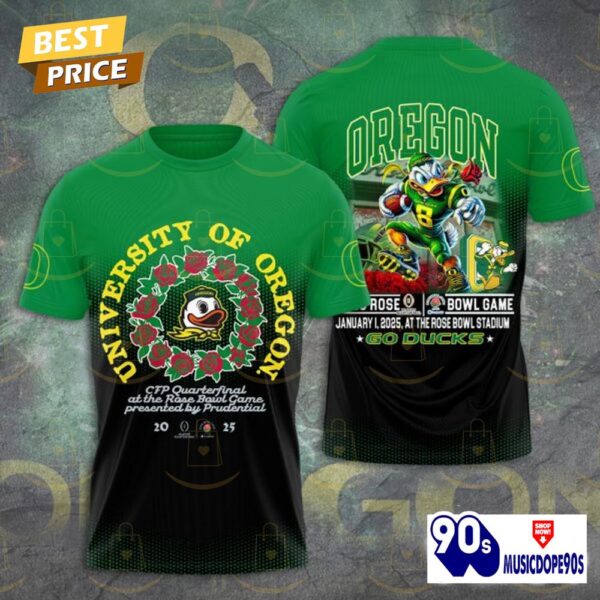 Oregon Ducks Football 2025 Rose Bowl Game 3D T-Shirt