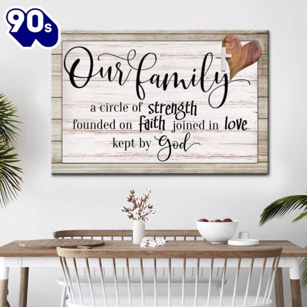 Our Family A Circle Of Strength Christian Family Wall Art Canvas Religious Wall Decor  Gift Christmas