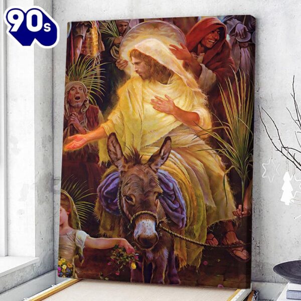 Palm Sunday Jesus Canvas Poster Jesus Wall Art Christ Pictures Christian Canvas Prints   Gift Christmas
