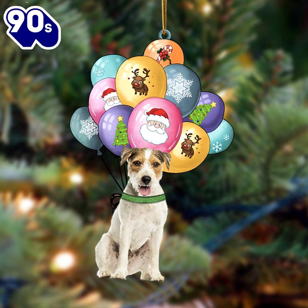 Parson Russell Terrier With Balloons Christmas Ornament, Gift For Christmas Parson Russell Terrier With Balloons Christmas Ornament, Gift For Christmas