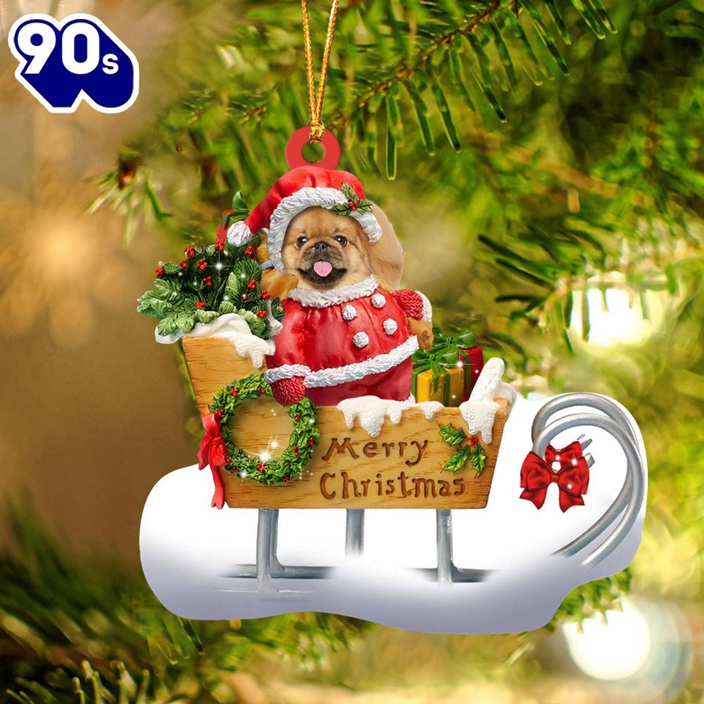 Pekingese Merry Christmas Ornament, Gift For Christmas Pekingese Merry Christmas Ornament, Gift For Christmas