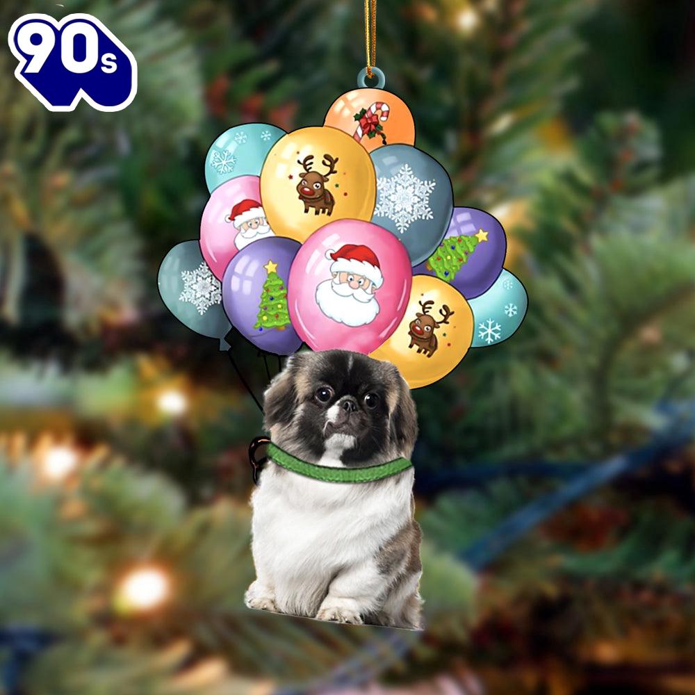 Pekingese With Balloons Christmas Ornament, Gift For Christmas Pekingese With Balloons Christmas Ornament, Gift For Christmas