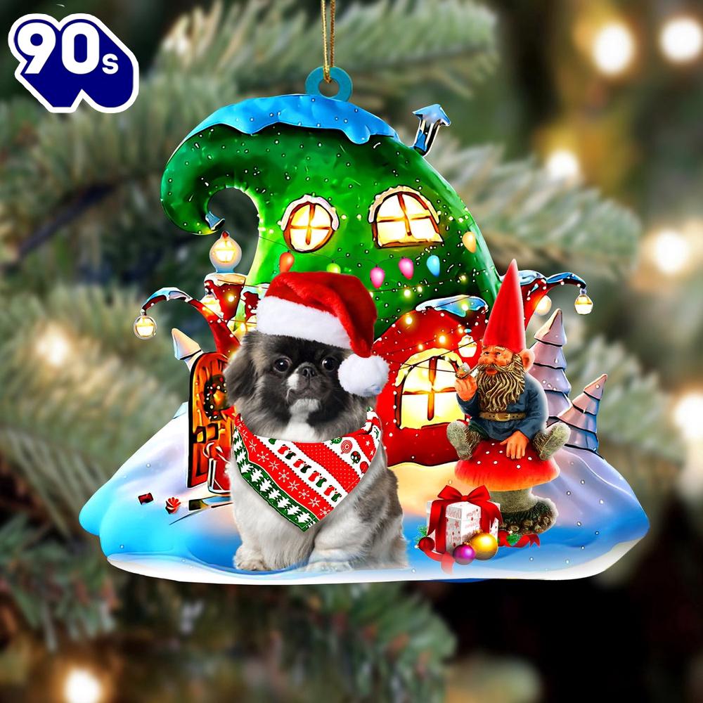 Pekingese With Rudolph's House Christmas Ornament, Gift For Christmas Pekingese With Rudolph's House Christmas Ornament, Gift For Christmas